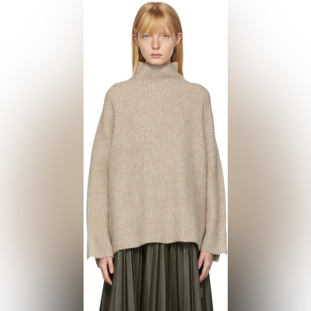 3.1 Phillip Lim Taupe Lace Detail Pullover Sweater Size XS